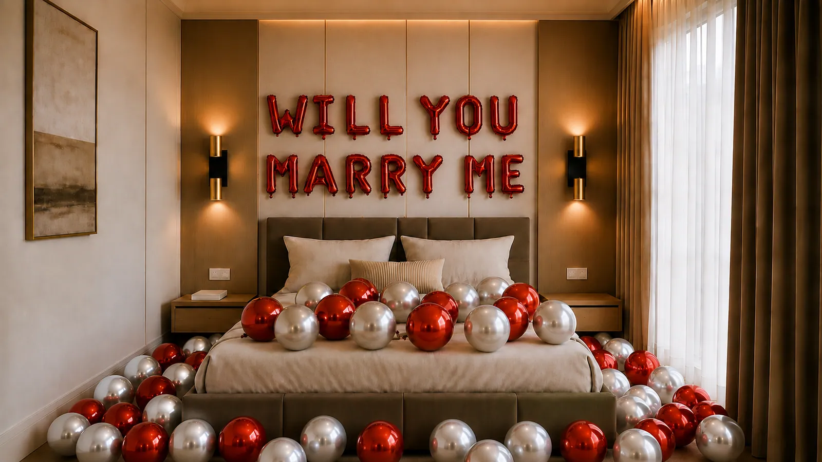 Proposal hotel room decoration — Red & Silver, Deluxe package
